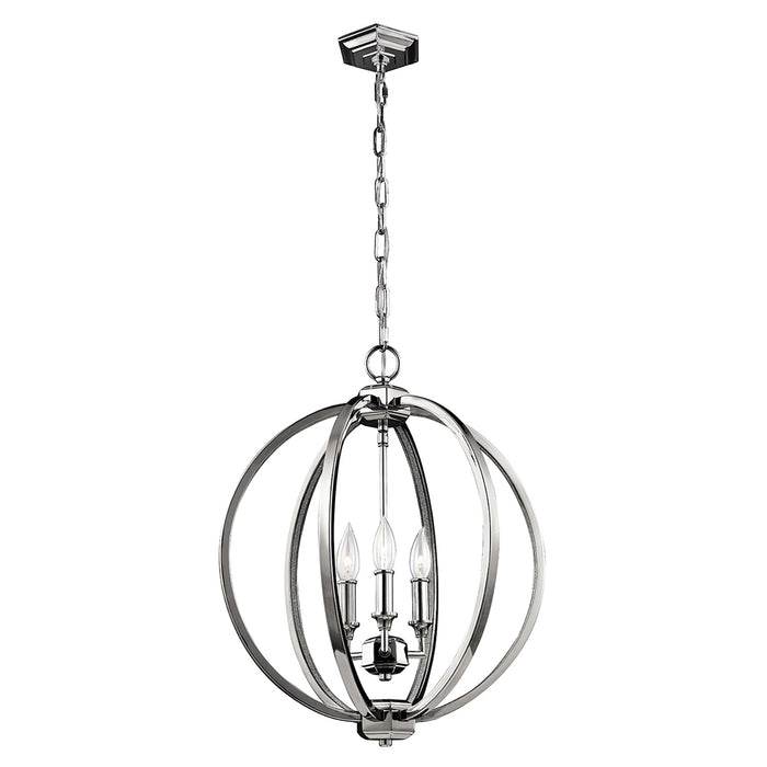 Lampadario Classico Corinne Acciaio Nichel Lucido 3 Luci E14 D43,2Cm