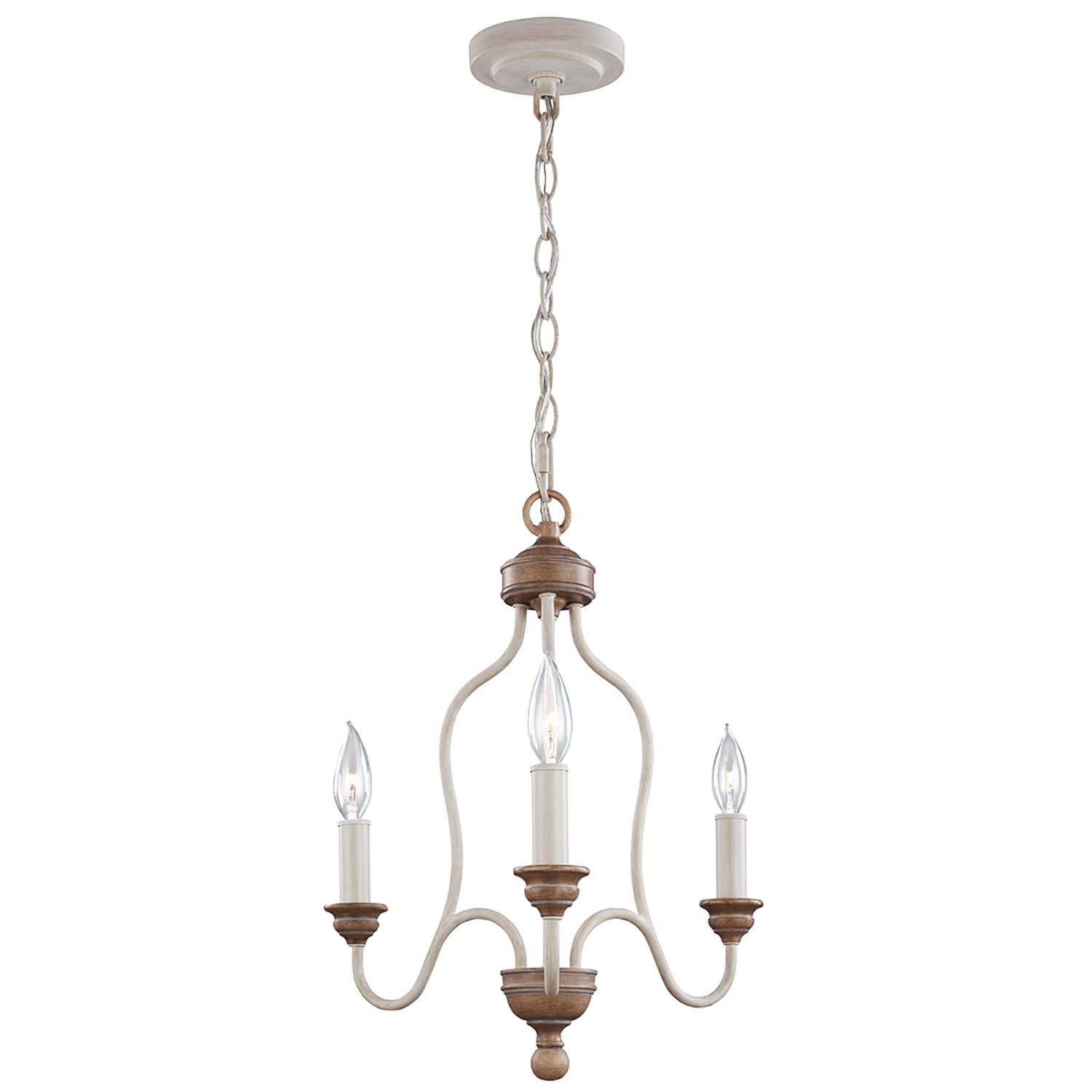 Lampadario Classico Hartsville Acciaio Gesso Legno Marrone 3 Luci E14