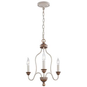Lampadario Classico Hartsville Acciaio Gesso Legno Marrone 3 Luci E14