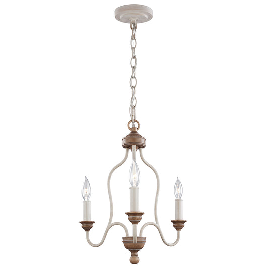 Lampadario Classico Hartsville Acciaio Gesso Legno Marrone 3 Luci E14