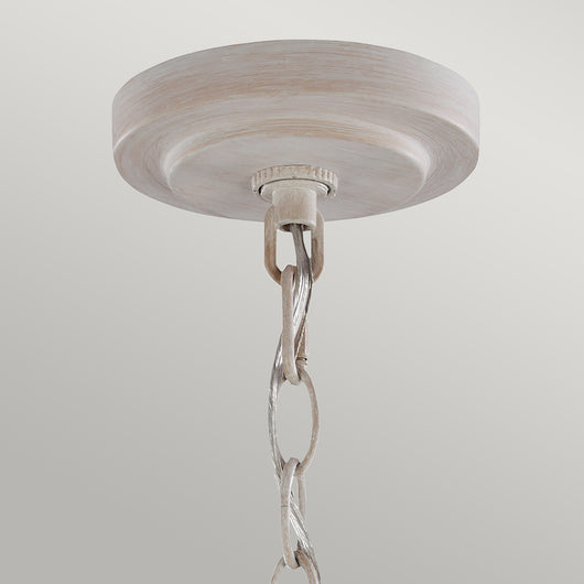 Lampadario Classico Hartsville Acciaio Gesso Slavato Legno Marrone 5 Luci E14