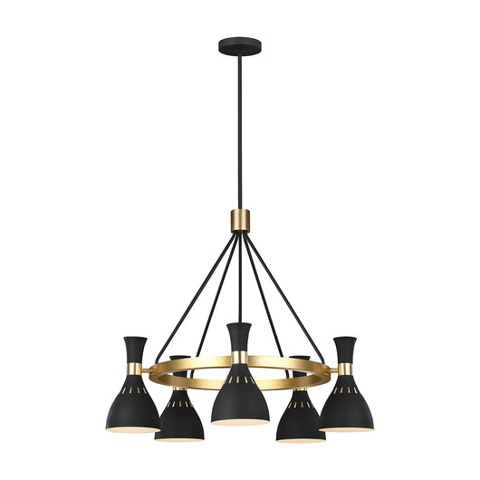 Lampadario Contemporaneo Joan Acciaio Nero Mezzanotte Ottone Brunito 5 Luci E27