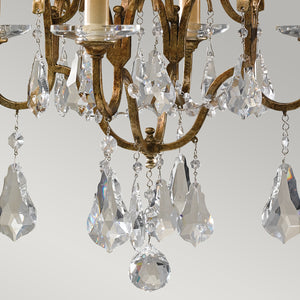 Lampadario Classico Valentina Acciaio Bronzo Ossidato Vetro 4 Luci E14