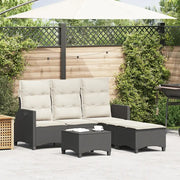 Set Divani da Giardino 3 pz con Cuscini Forma L Polyrattan Nero