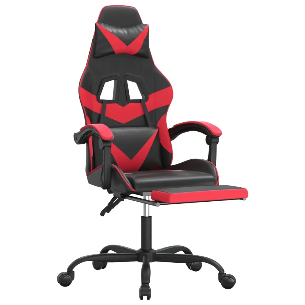 Sedia da Gaming con Poggiapiedi Nero e Rosso in Similpelle 3143855