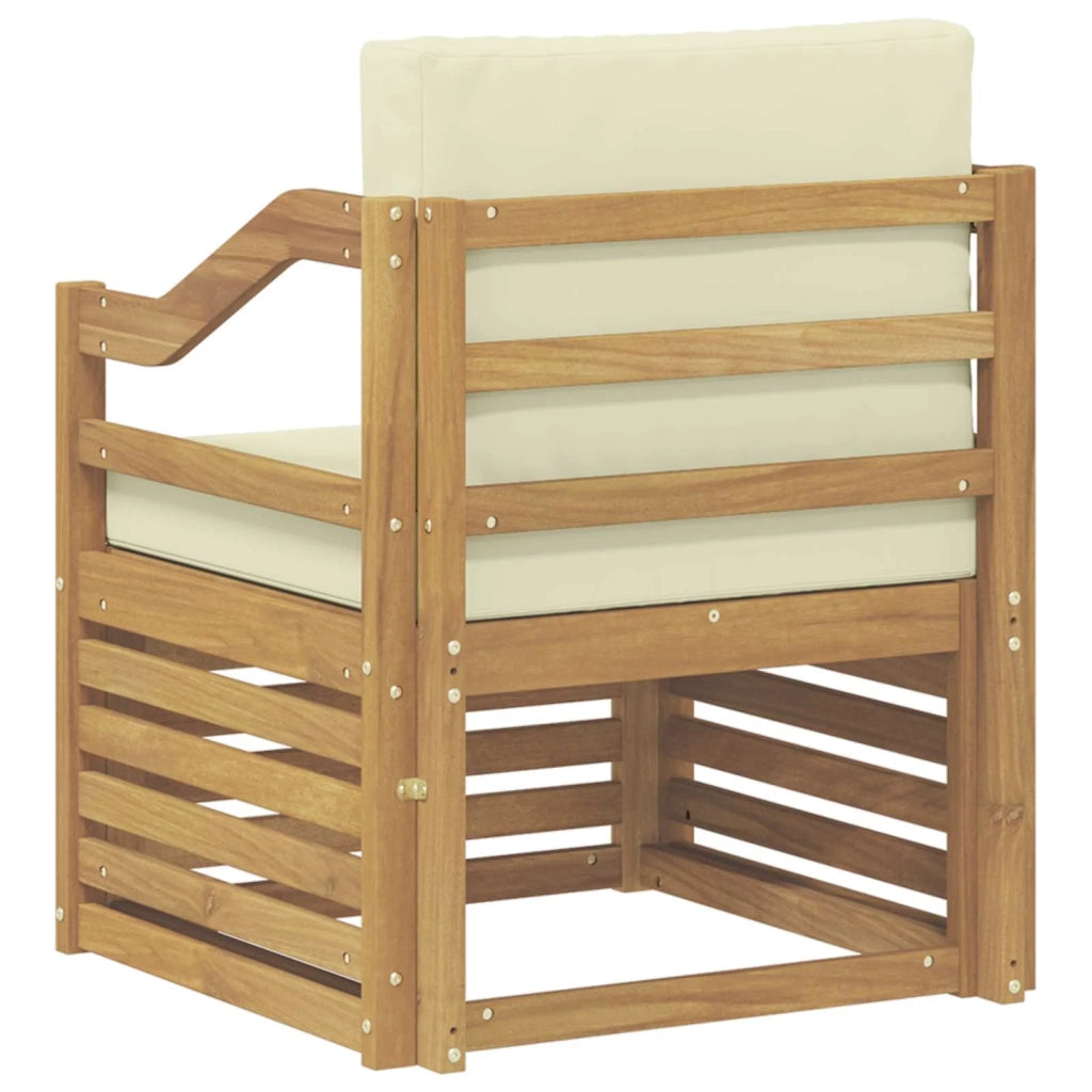 Divano da esterno-Divano da Giardino Poliestere Bianco e crema 388873