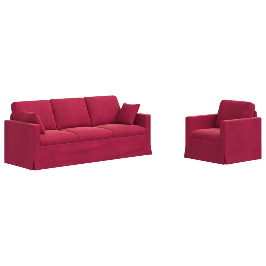 Set di divani 2 pcs Rosso Vino 198 x 78 x 80 cm Velluto