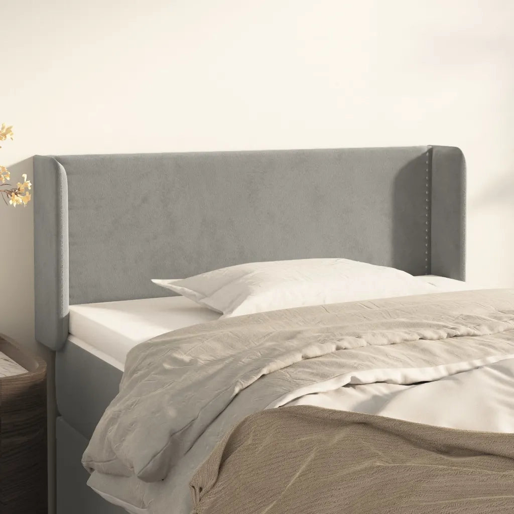 Testiera | Testata ad Orecchio Grigio Chiaro 83x16x78/88 cm in Velluto