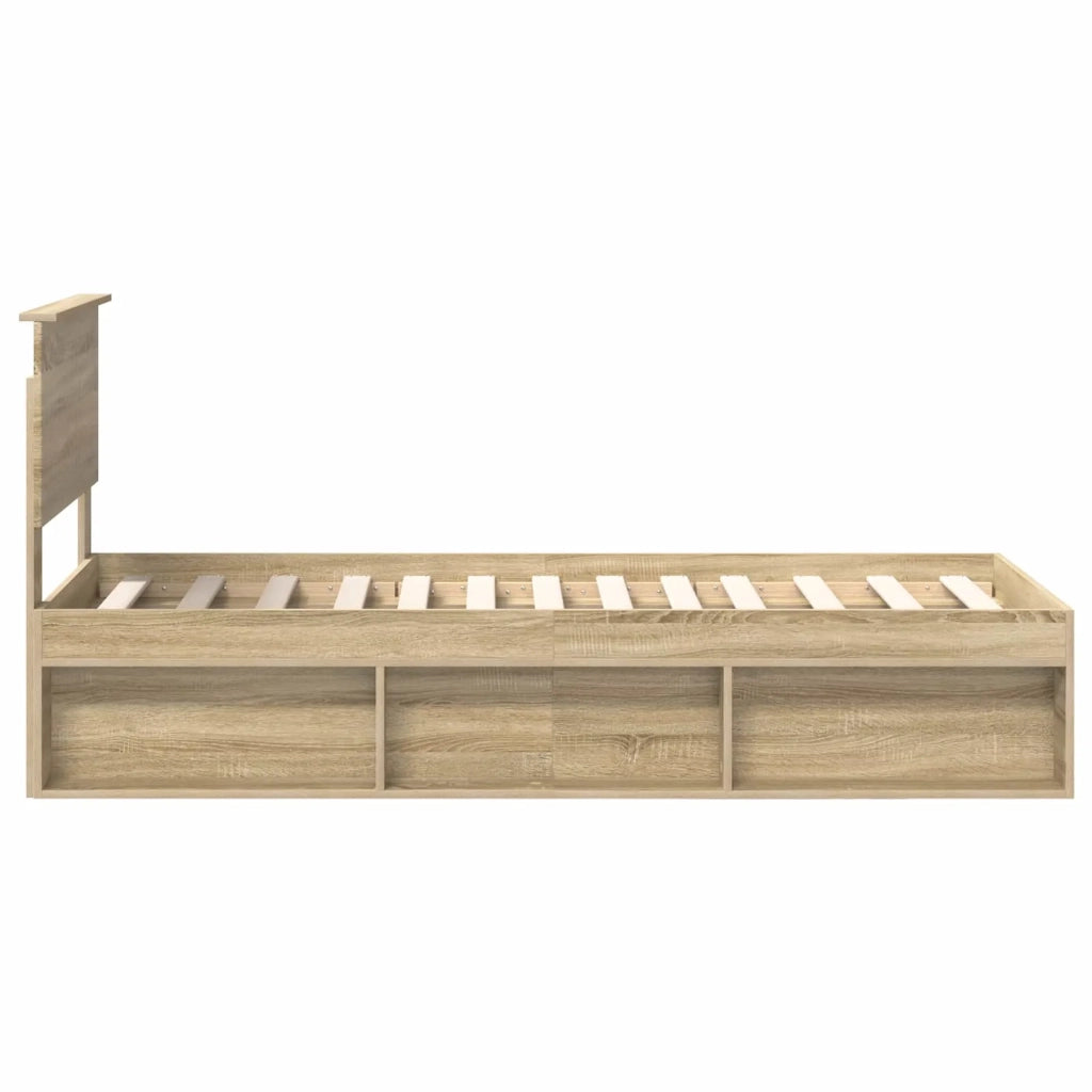 Letto singolo | Letto per adulti | Struttura del letto Rovere Sonoma 75 x 190 cm Pino massello
