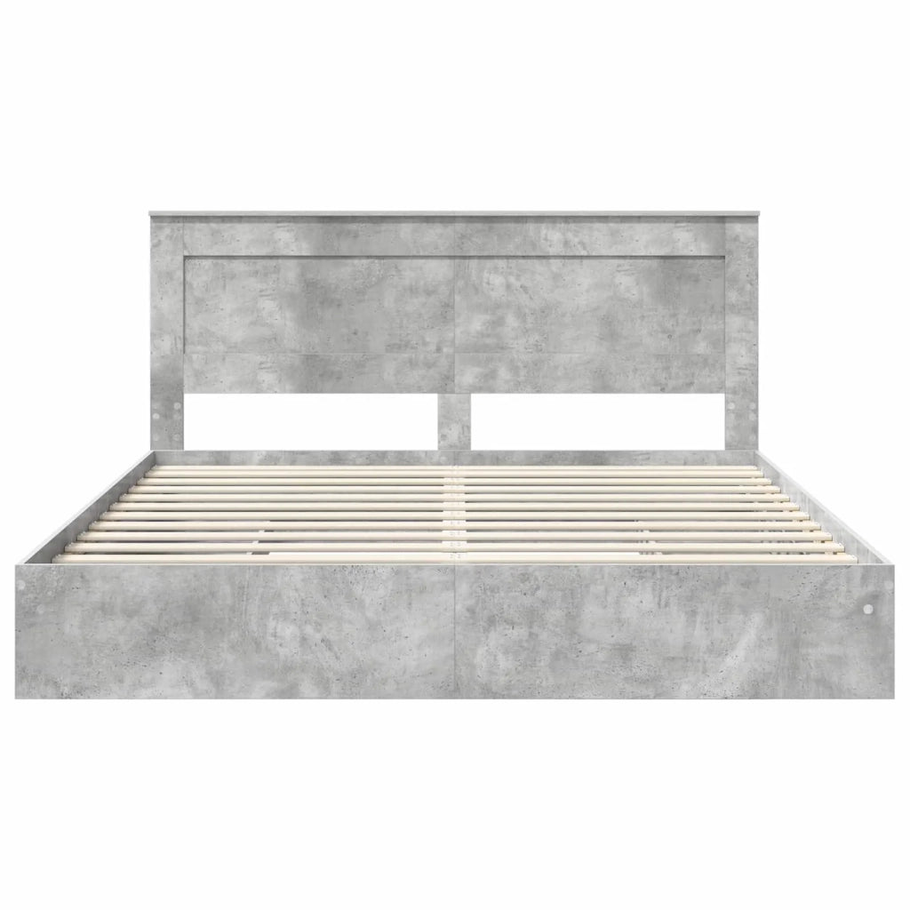Letto con Contenitore con testiera Grigio cemento 200 x 200 cm