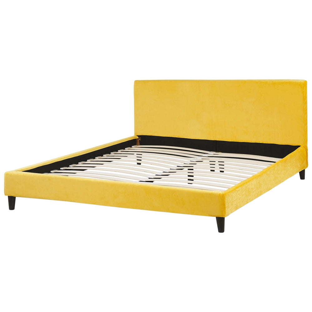 Letto a pannello EU Super King Size 180x200 cm 6ft Yellow Velluto rete a doghe Contemporaneo