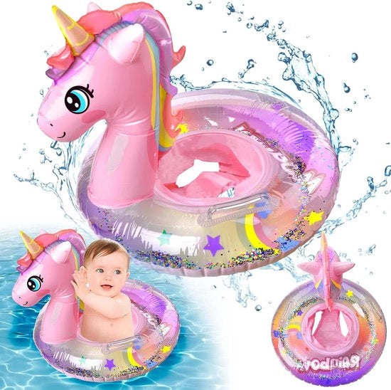 Zonino di Sicurezza con Doppio Manico per Bambini con Cinturone Inflato con Disegno di Unicornio