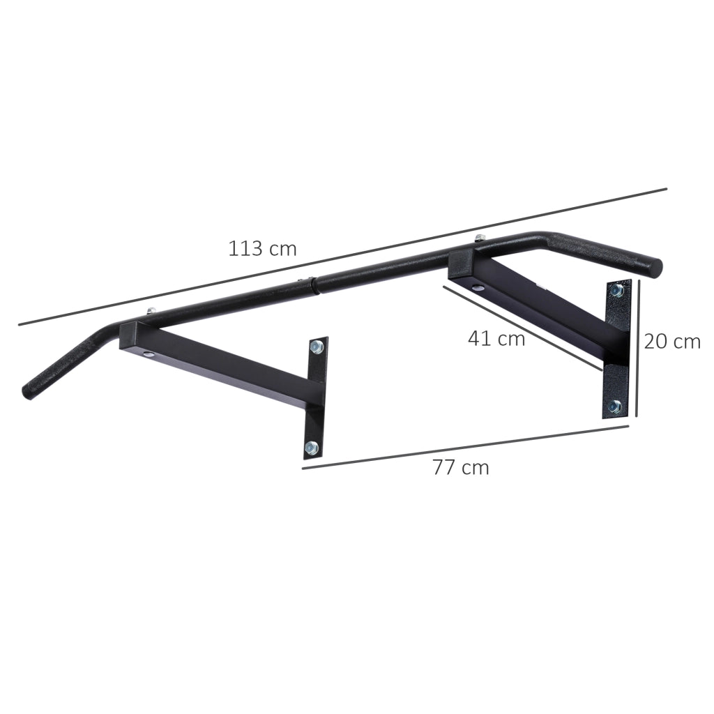 Barra per Trazione a Muro con Ganci ¨C Minimal ¨C Nero Acciaio 113x41x20cm
