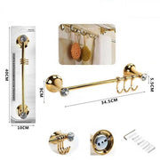 Trade Shop - Porta Asciugamani 3 Ganci Supporto Arredo Bagno Casa Cucina Dorato Oro Dgo-097 -