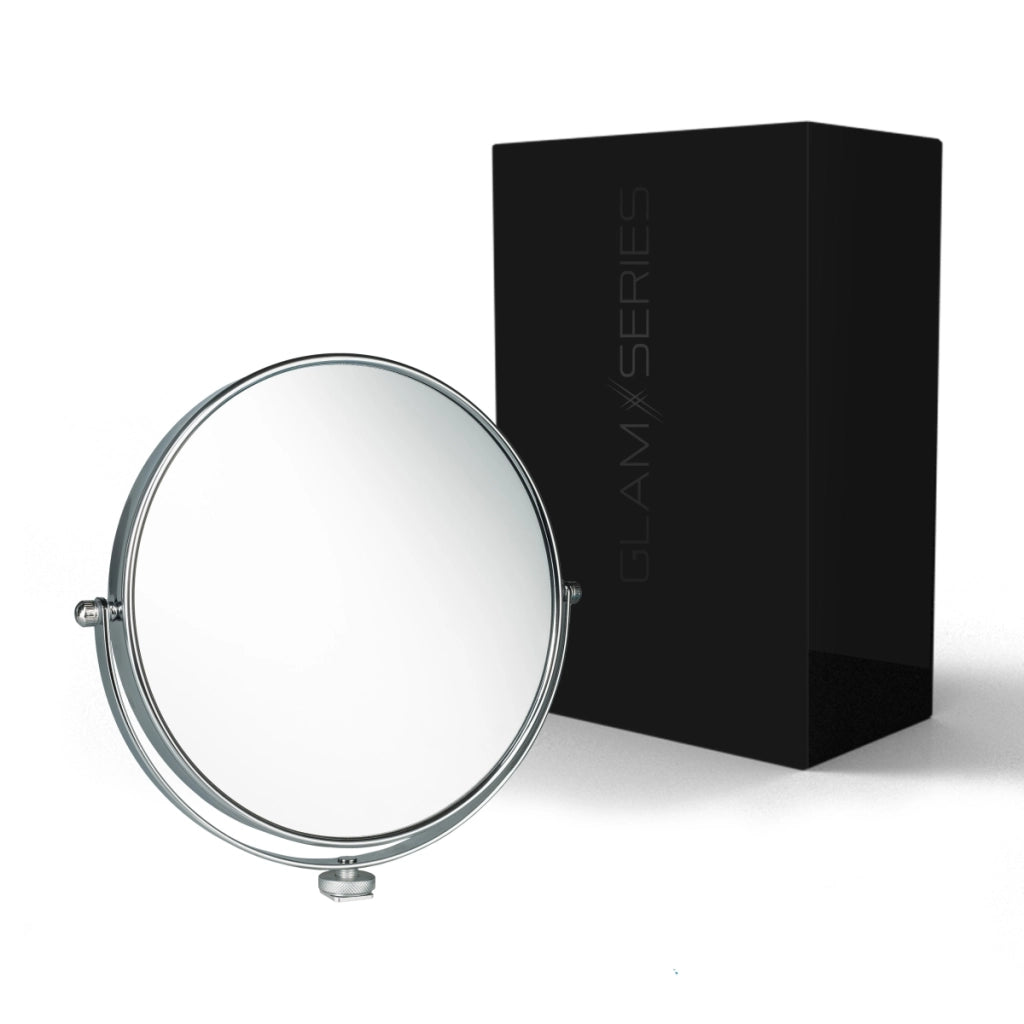 GlamSeries GlamLuminater Specchio per trucco con rotazione a 360° per braccio aggiuntivo, specchio makeup con doppio ingrandimento per luce LED