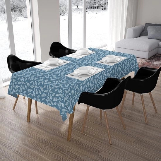 Tavolato, 142 x 230 cm, per 6-8 tavoli da pranzo, 100% cotone, lavabile in macchina, rettangolare, per casa, ristorante, banchetto, blu