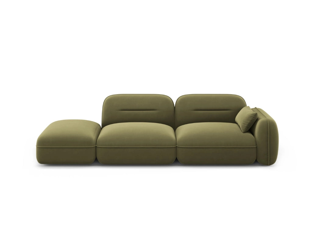 Cosmopolitan Design - Divano modulare sinistro "Sydney" 3 posti in velluto verde chiaro 