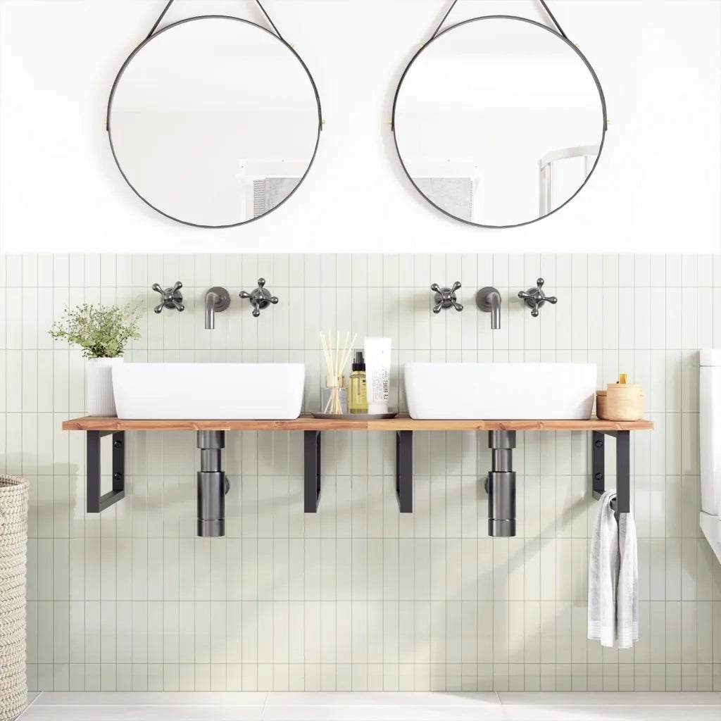 Piano da Bagno Non Trattato 120x50x2cm Legno Massello di Acacia