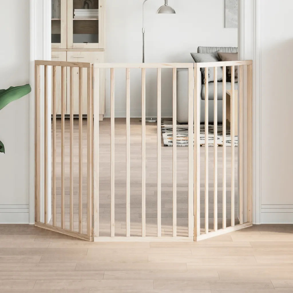 vidaXL Cancello per Cani Pieghevole 3 Pannelli 150 cm Legno di Pioppo