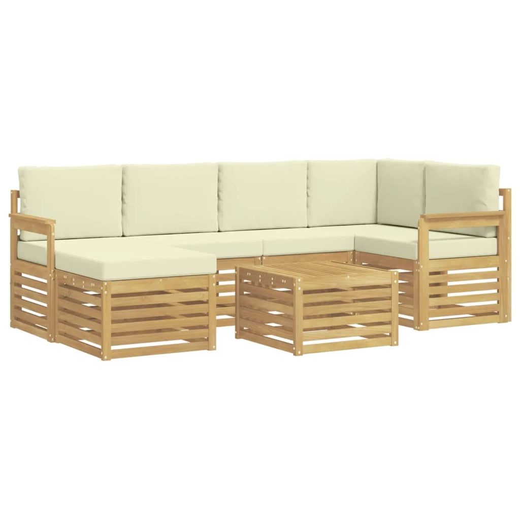 Set di divani da esterno 7 pcs Bianco e Crema Poliestere 3392140