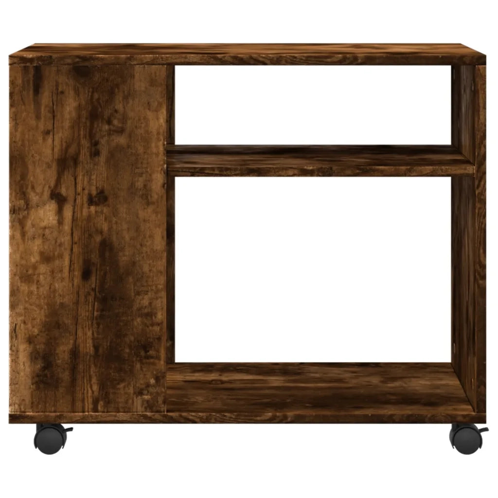 Tavolino con Ruote-Tavolino da soggiorno-Tavolo Rovere Fumo 70x35x60 cm in Truciolato
