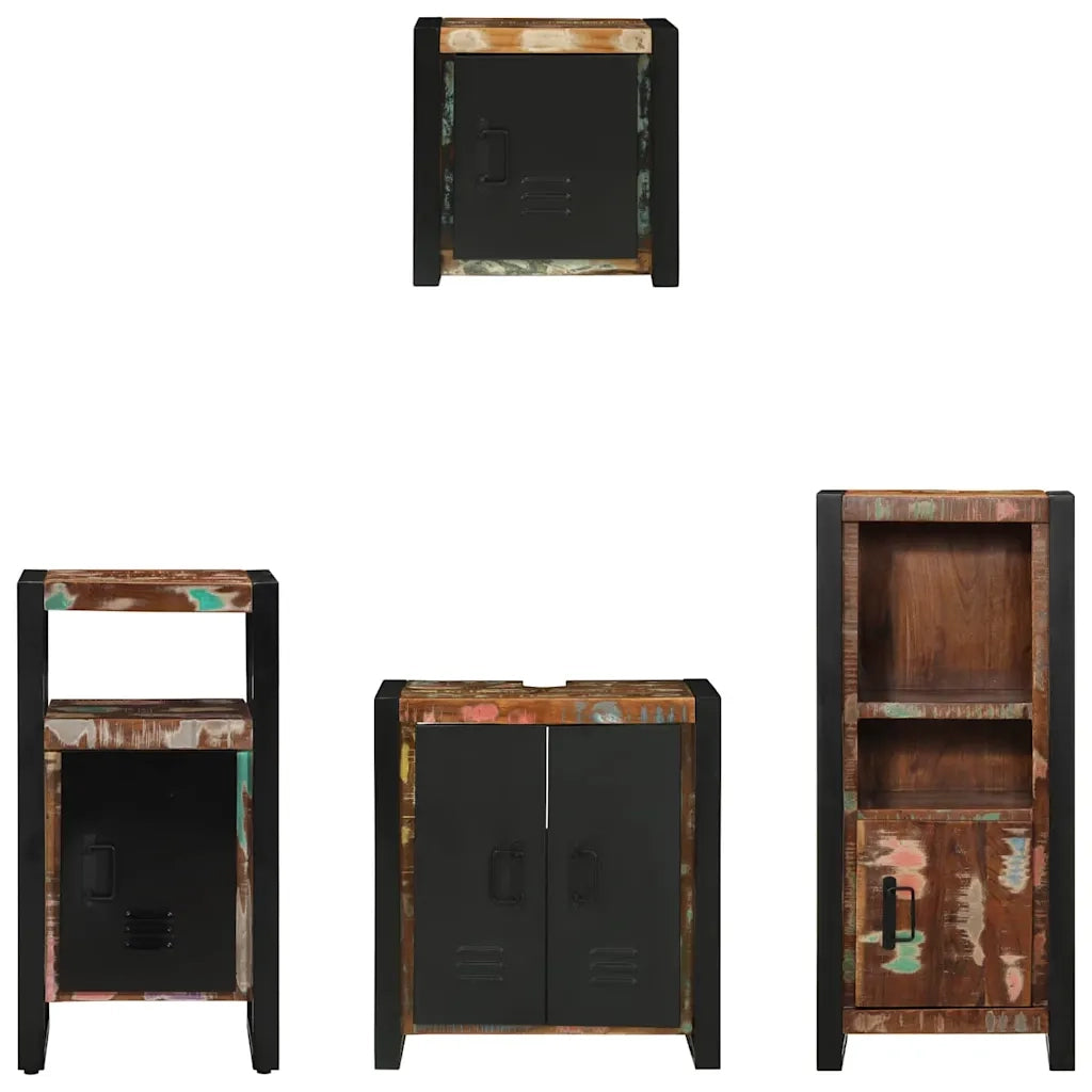 vidaXL Set di mobili per il bagno 4 pcs Legno massello riciclato