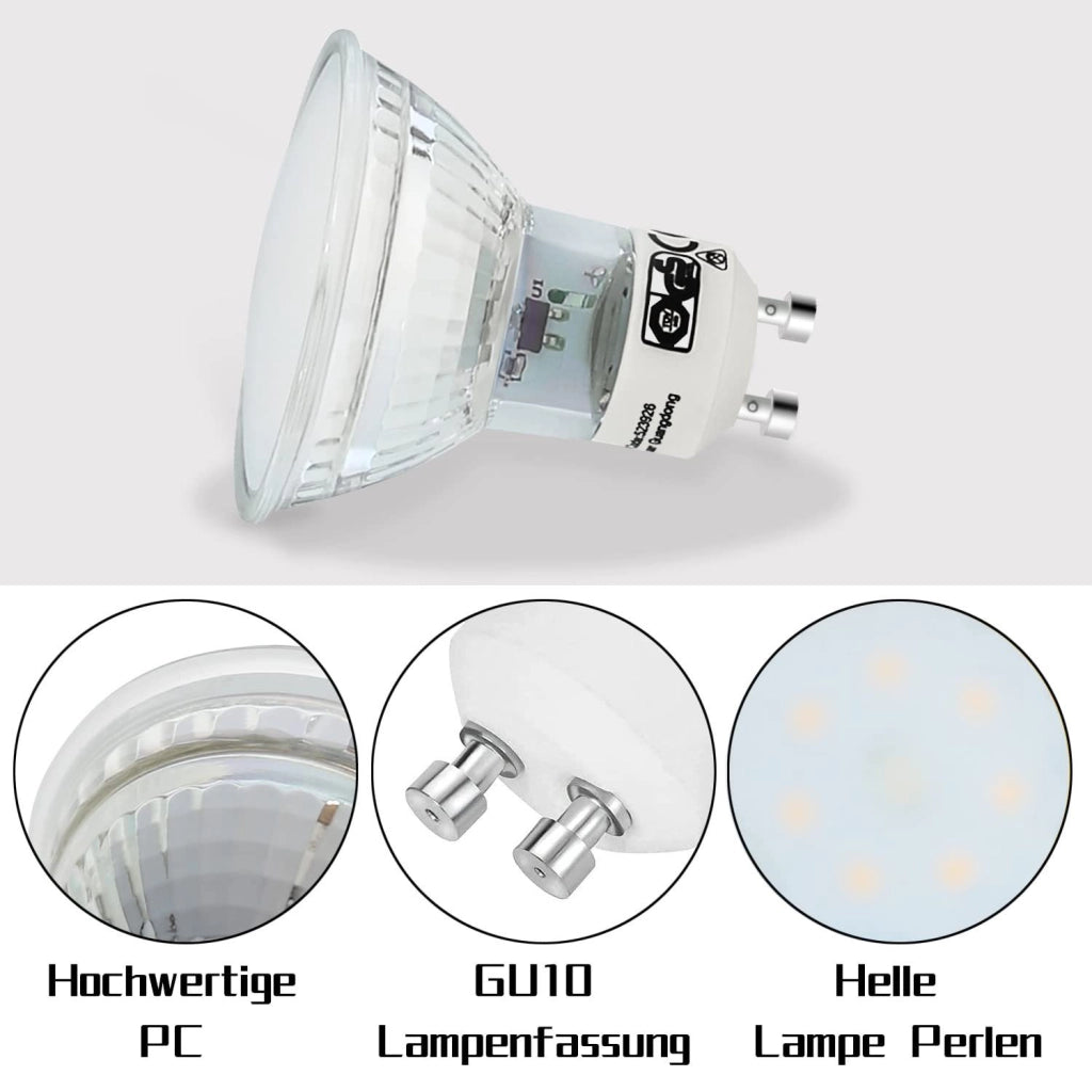 ZMH Set di 10 Lampadine LED GU10 Bianco Caldo 4W PAR16 Faretto da Incasso Angolo Fascio 120° Illuminazione 3000K