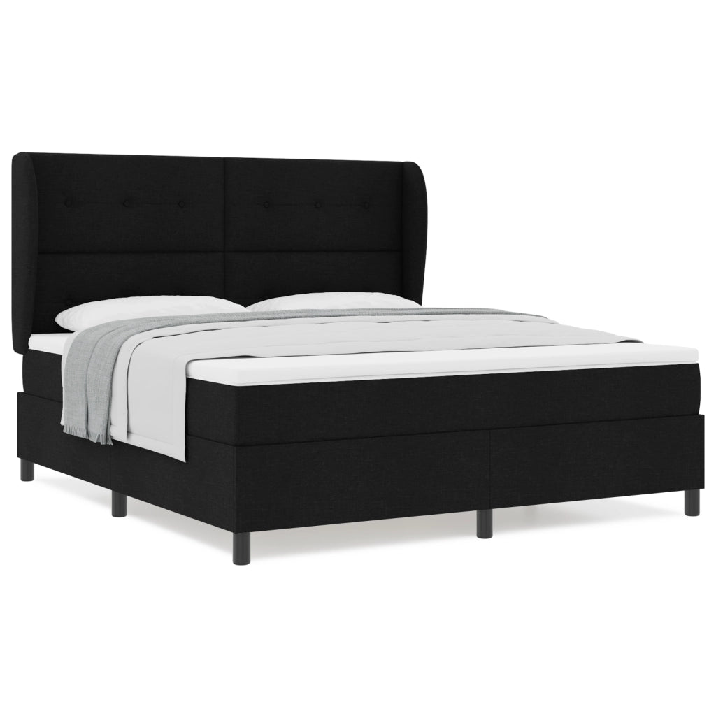 Letto a Box Spring Nero con Materasso, 180x200 cm, Tessuto