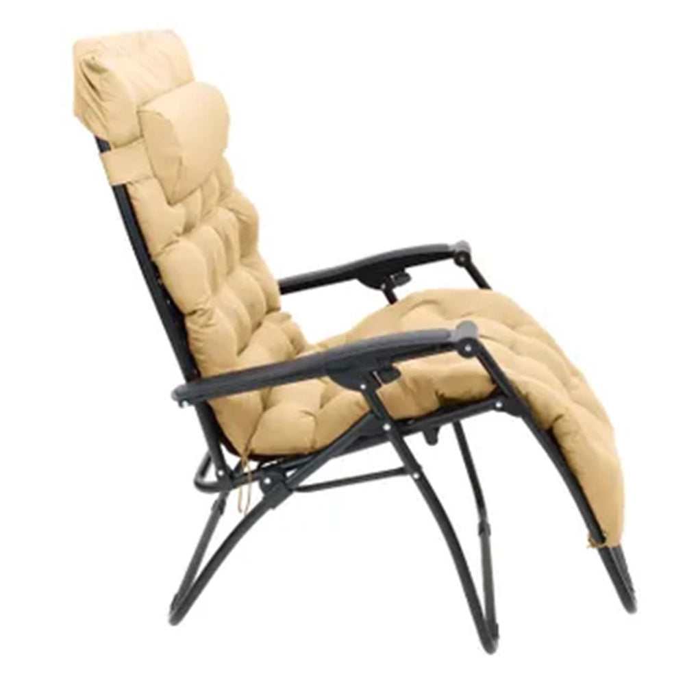 Trade Shop - Sdraio Con Cuscino Imbottito Crema In Textilene Poltrona Relax Terrazzo Giardino 483001 -