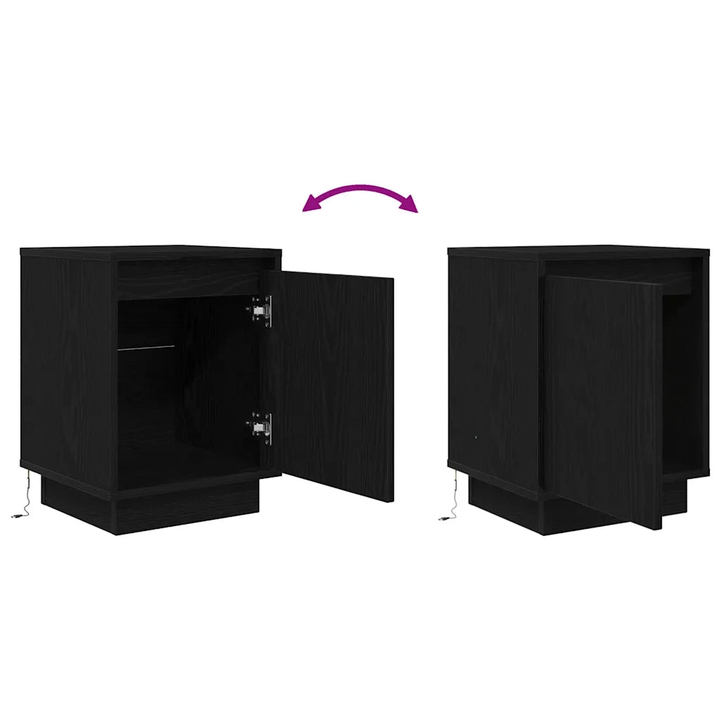 Comodino con Luci LED Nero 38x34x50 cm 861267