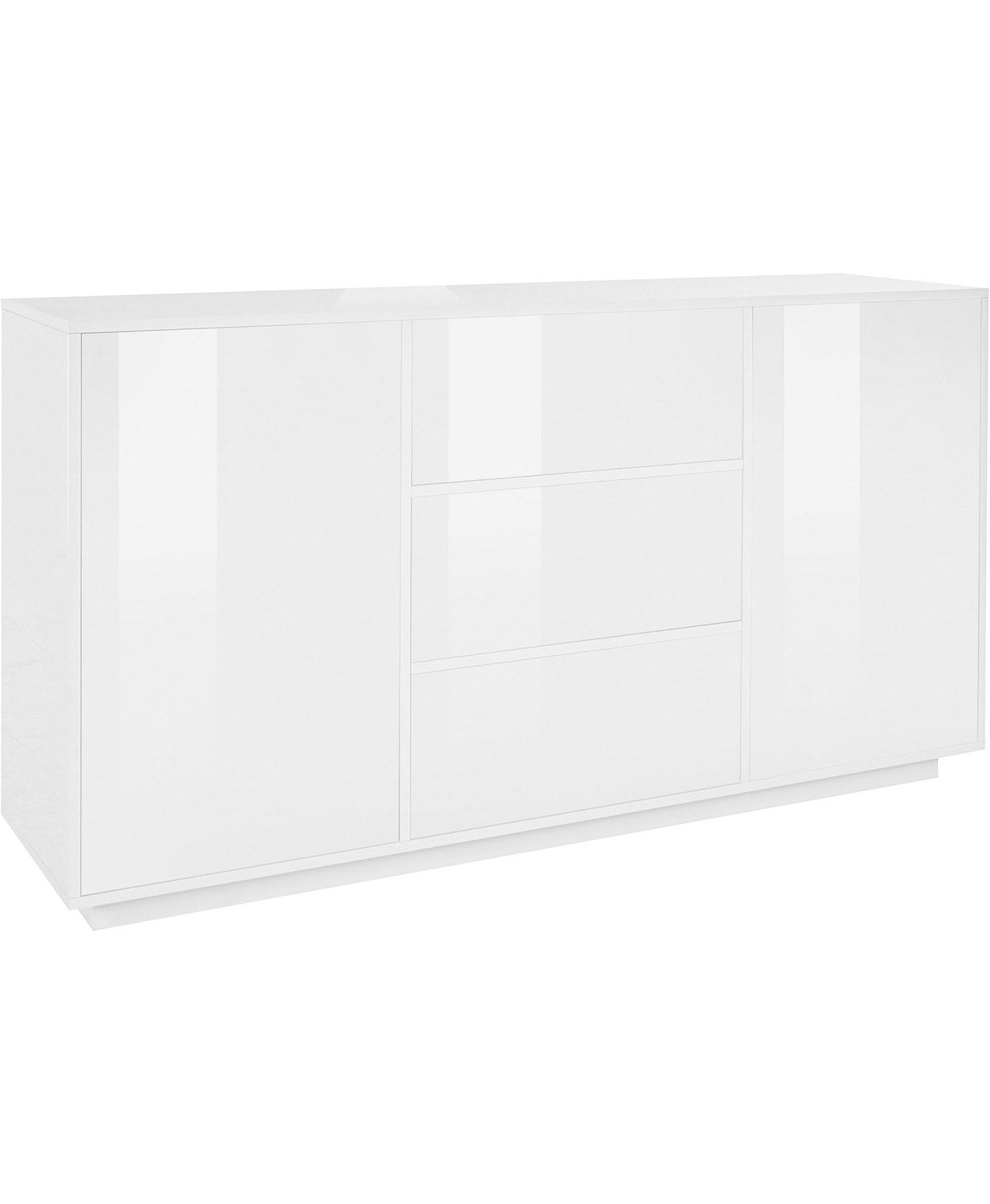 Credenza 2 Ante + 3 Cassetti 160x41,4x86 cm Bloom Bianco Lucido