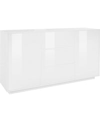 Credenza 2 Ante + 3 Cassetti 160x41,4x86 cm Bloom Bianco Lucido