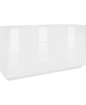 Credenza 2 Ante + 3 Cassetti 160x41,4x86 cm Bloom Bianco Lucido