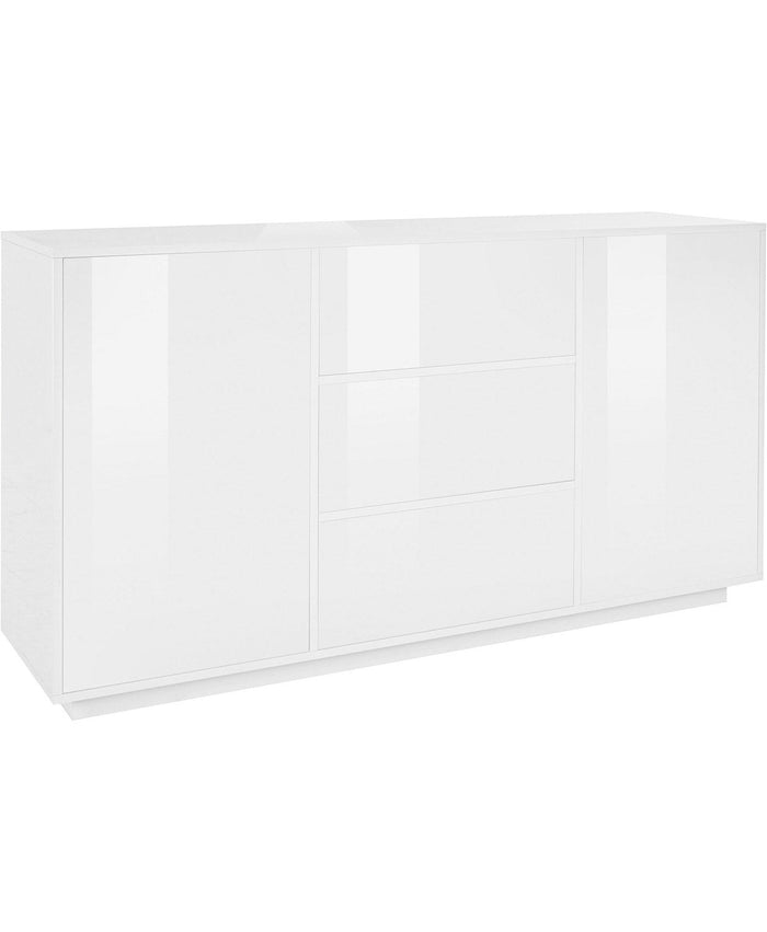 Credenza 2 Ante + 3 Cassetti 160x41,4x86 cm Bloom Bianco Lucido