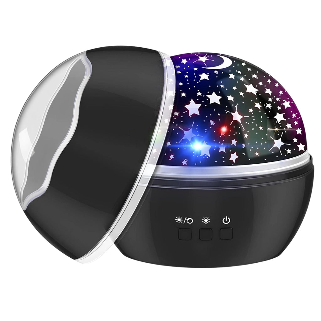 Luce da notte con proiezione effetti luminosi modello Fantasia Nero TechKidz