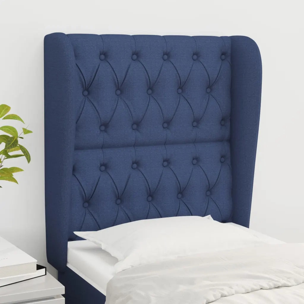 Testiera | Testata ad Orecchio Blu 83x23x118/128 cm in Tessuto