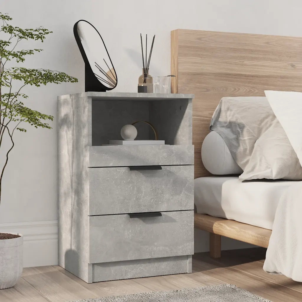 Comodini 2 pz-Set di 2 Tavolino da notte Grigio Cemento in Legno Multistrato 311563
