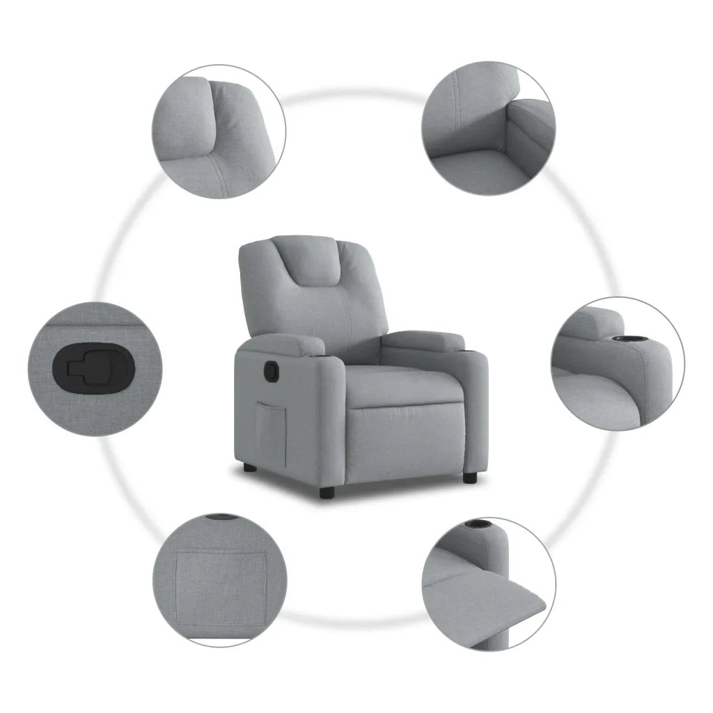 Divano Sedia-Poltrona reclinabile in tessuto grigio chiaro 867327
