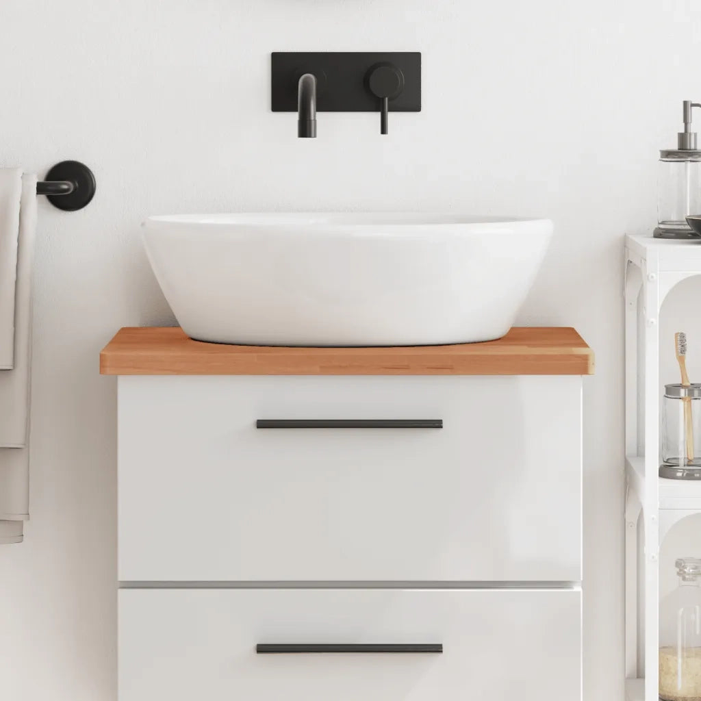 Piano Bagno 60x40x2,5 cm Legno Massello di Faggiocod mxl 107798