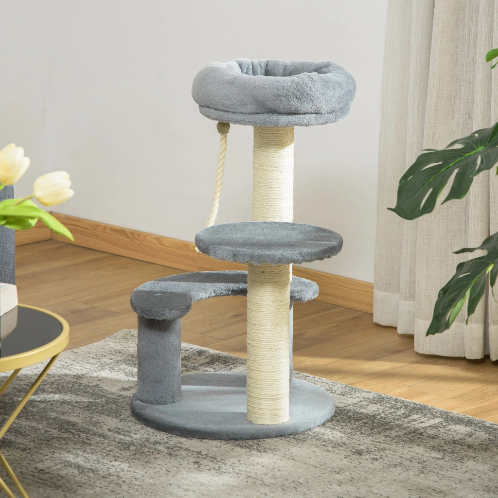 Tiragraffi per Gatti a 3 Livelli con Lettino ¨C Zephmum ¨C Grigio ?40x65 cm