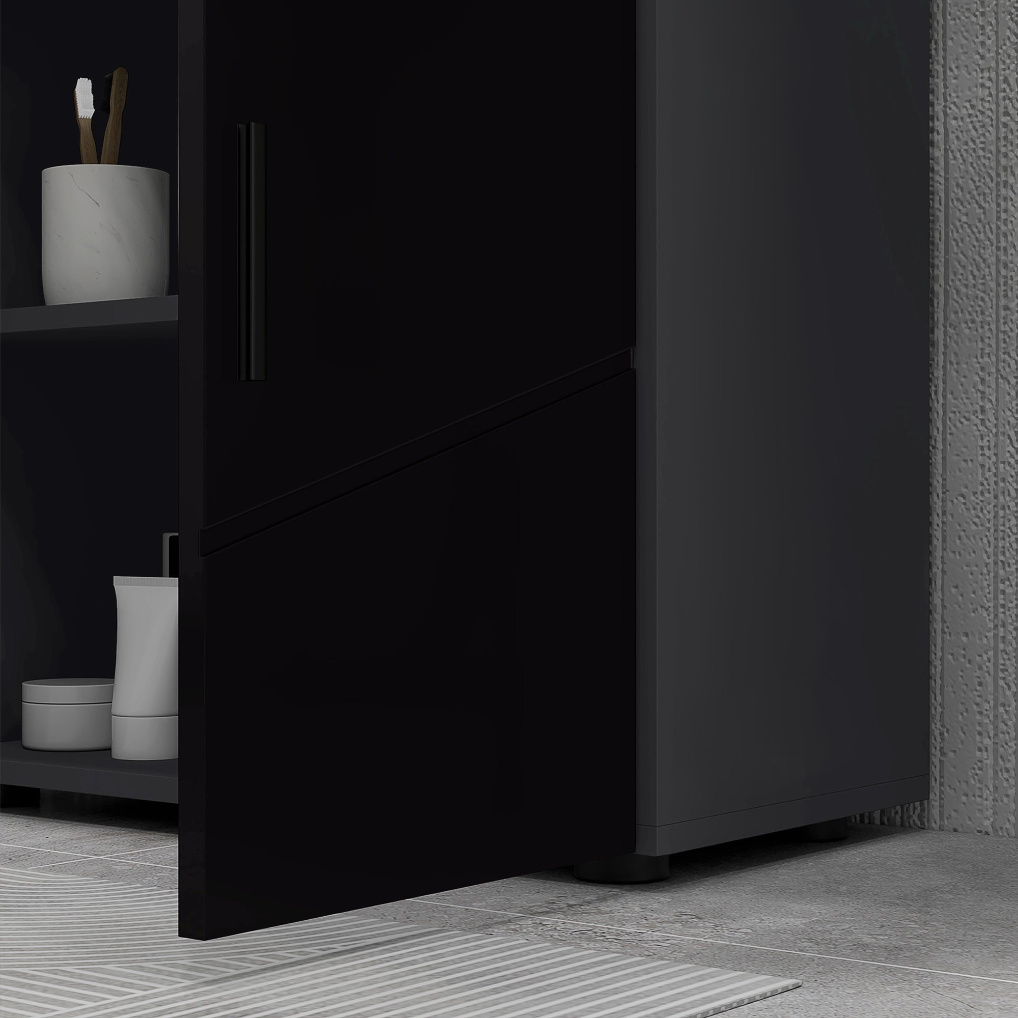 Mobile Sotto Lavabo Bagno 2 Ante 60x30x60 cm in Legno Nero