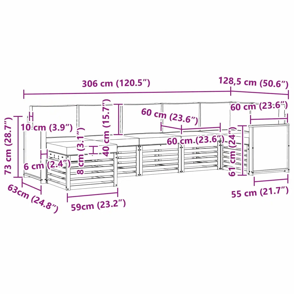 Set di divani da esterno 6 pz 3384622