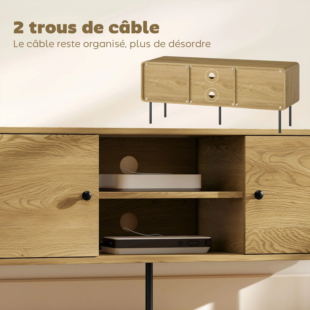 Mobile TV con 2 porte e 2 scomparti aperti ¨C Minimal ¨C Acciaio Rovere 120x40x50cm