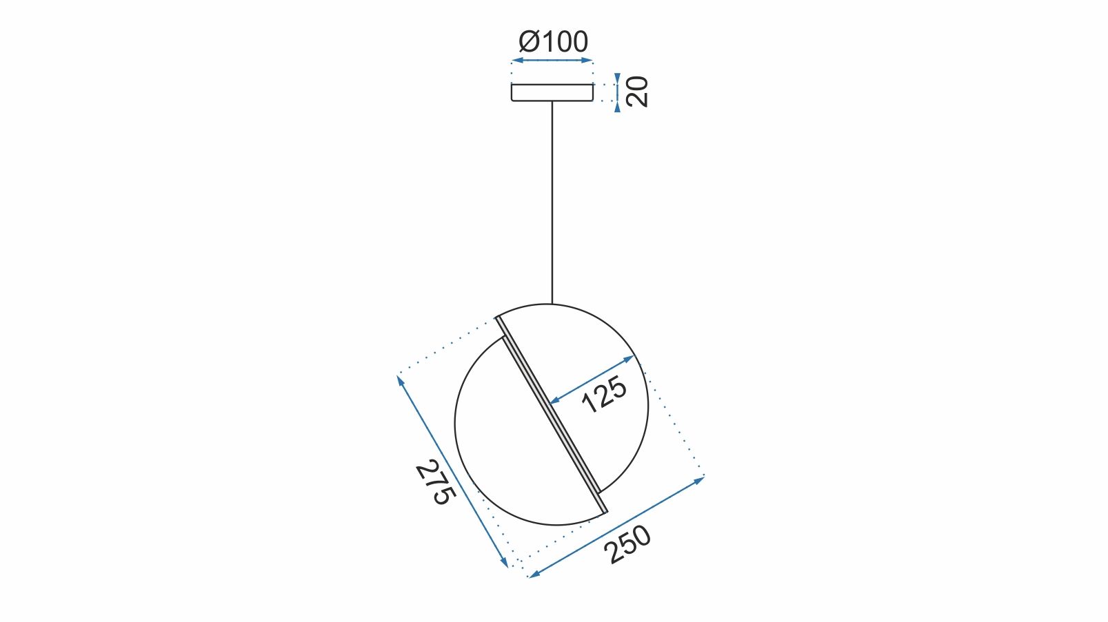 Lampada Da Soffitto Pensile Acrilico Palla Bianco Oro APP481-1CP