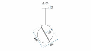 Lampada Da Soffitto Pensile Acrilico Palla Bianco Oro APP481-1CP