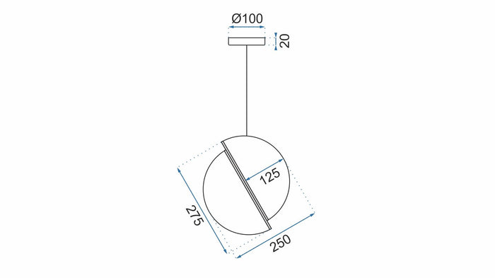 Lampada Da Soffitto Pensile Acrilico Palla Bianco Oro APP481-1CP