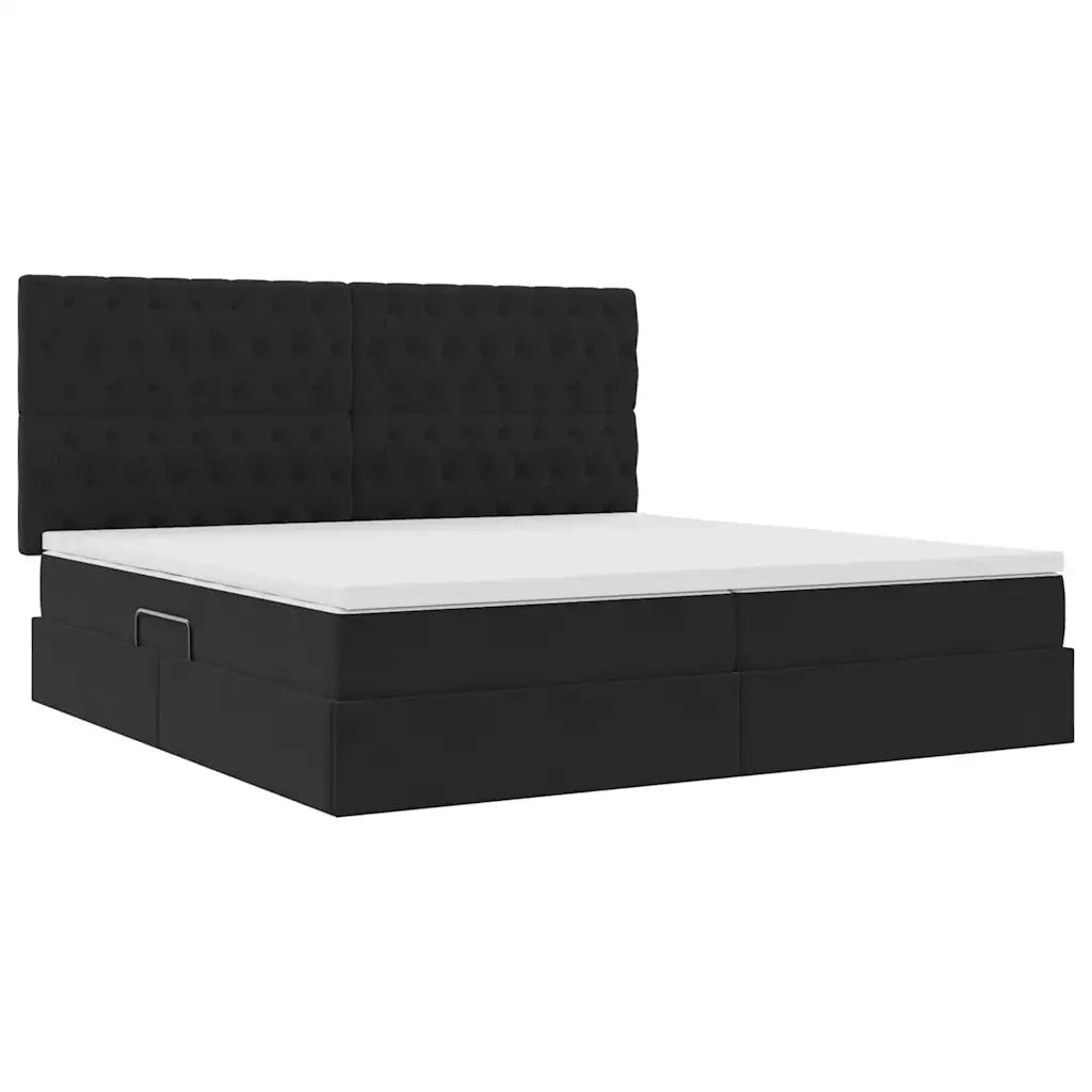 Letto con contenitore e materasso Nero 200 x 200 cm Velluto