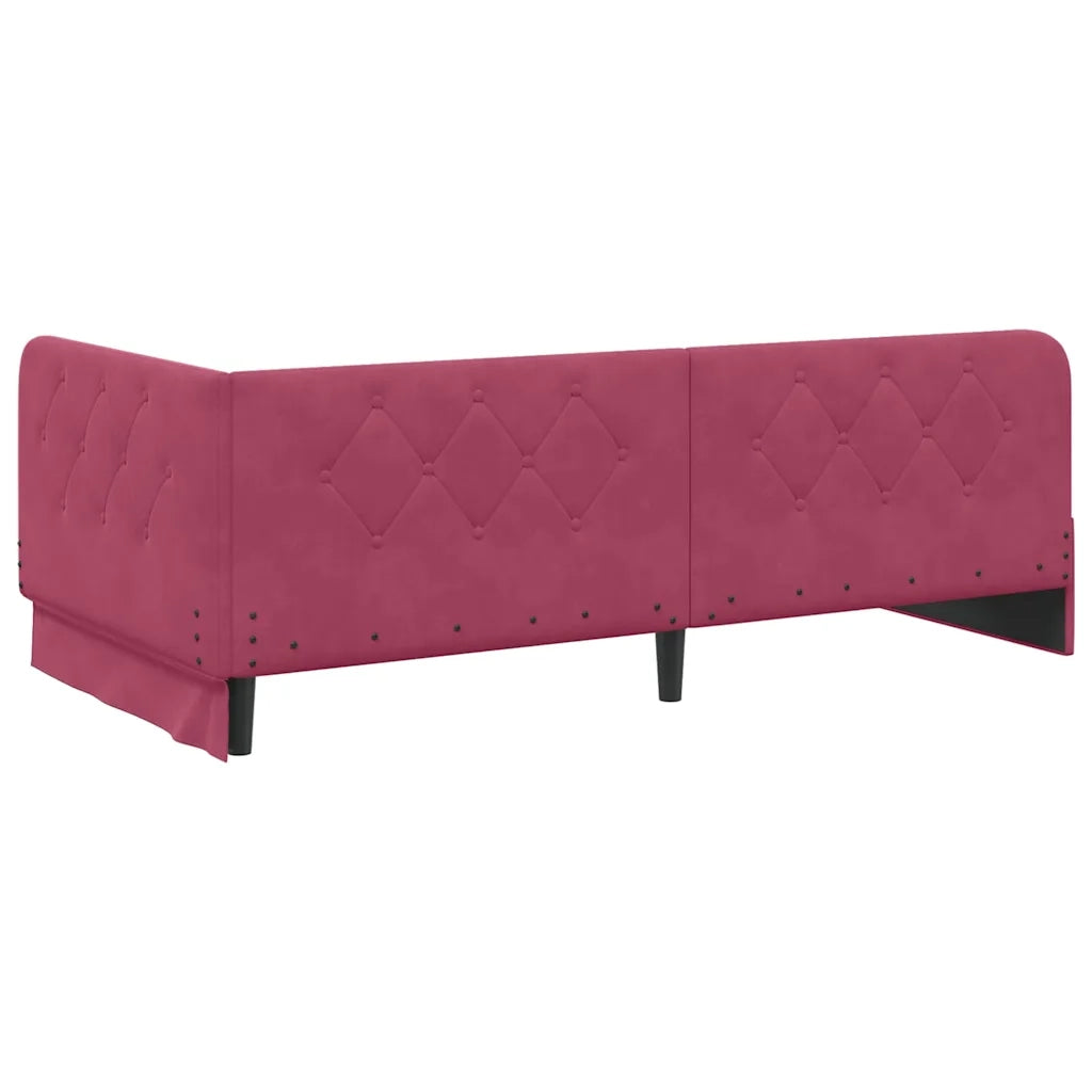 Cornice del letto ad angolo Rosso Vino 90 x 200 cm Velluto