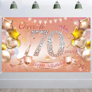 Decorazione per festa grande rosé dorata - Decorazione di sfondo - Sfondo per foto - Tovaglia da tavola - Decorazione per il 70° compleanno - Per donne - Decorazione di compleanno