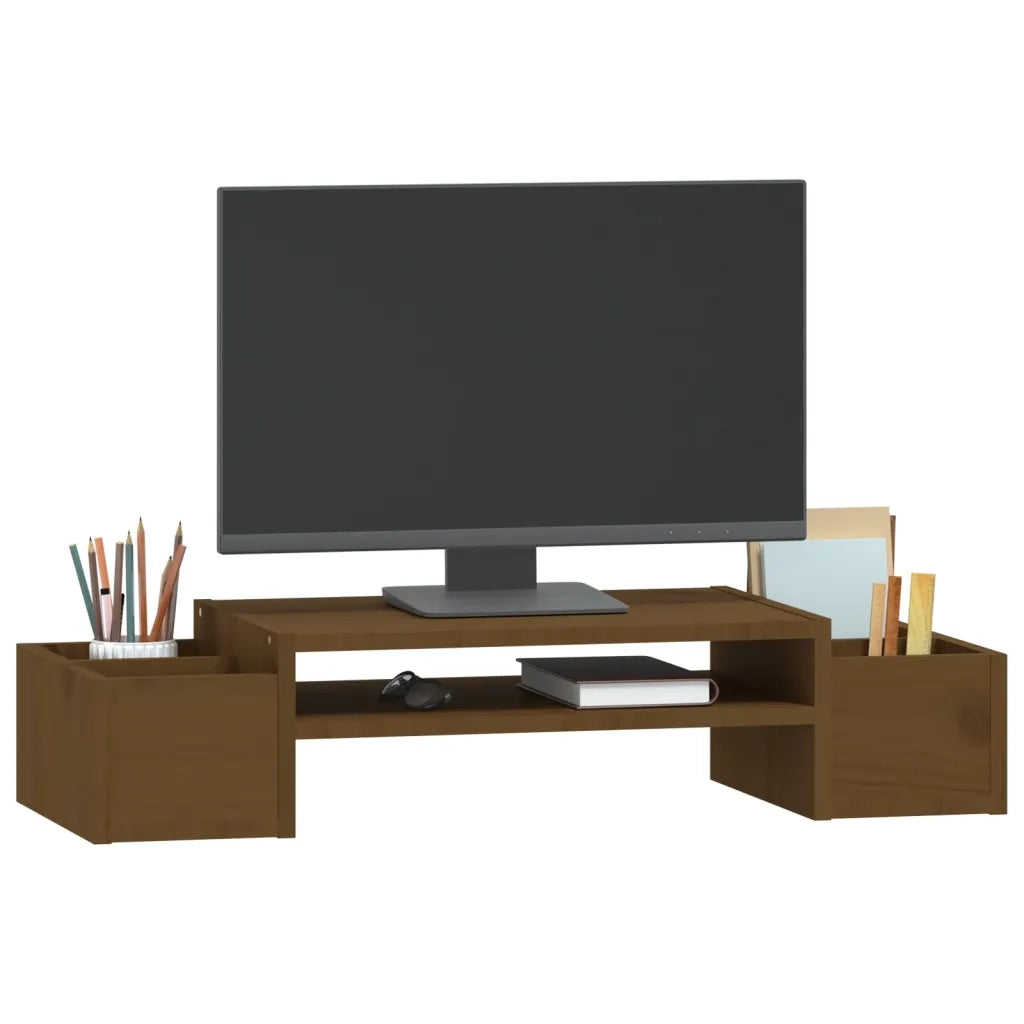 Supporto per Monitor ambra 70x27,5x15 cm Legno Massello di Pino 813967